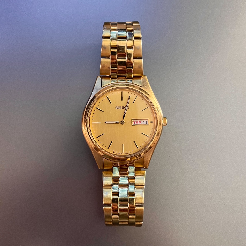 Mens Vintage Seiko Gold Watch Stainless Steel